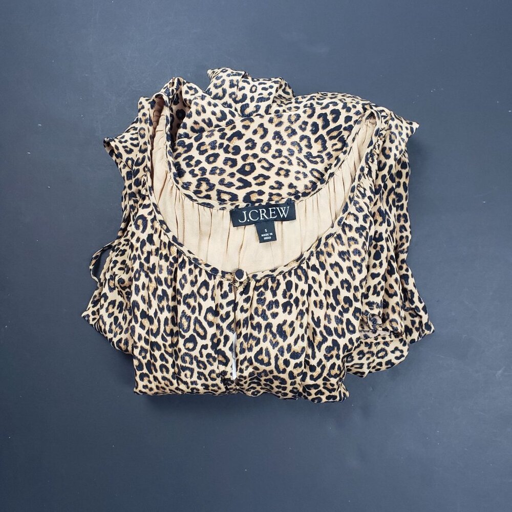 J.Crew Elena Puff-Sleeve Dress in Leopard Crepe de Chine Women's Size Small NWT - Picture 16 of 16